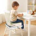 Eiury Toddler Booster Seat Dining Table Kitchen Chair, Waterproof Anti-Scratch PU Cushion, Non-Slip Bottom, Adjustable Buckle Straps, Easy Clean Portable Seat Cushion (Green)