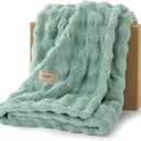 Bedsure 3D Fleece Bubble Blanket for Couch - GentleSoft Green Spring Throw Blanket for Sofa Bed Home Decor - Luxury Soft Cozy Gifts for Women, Lightweight, All Seasons, Sage Green,50"60"