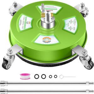 PWACCS 14" Pressure Washer Surface Cleaner, Stainless Steel Surface Cleaner for Power Washer, Pressure Washer Attachment for Cleaning Driveways, Patios, Sidewalks, and Decks, 1/4" Quick Connect