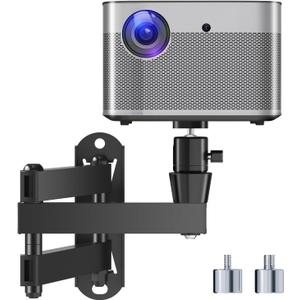 suptek Universal Foldable Projector Wall Mount - Adjustable Bracket for Projectors, Compatible with 1/4", M4 & M6 Screws, Heavy-Duty & Space-Saving Design, Black, MA1330YT (6.6lbs capacity)
