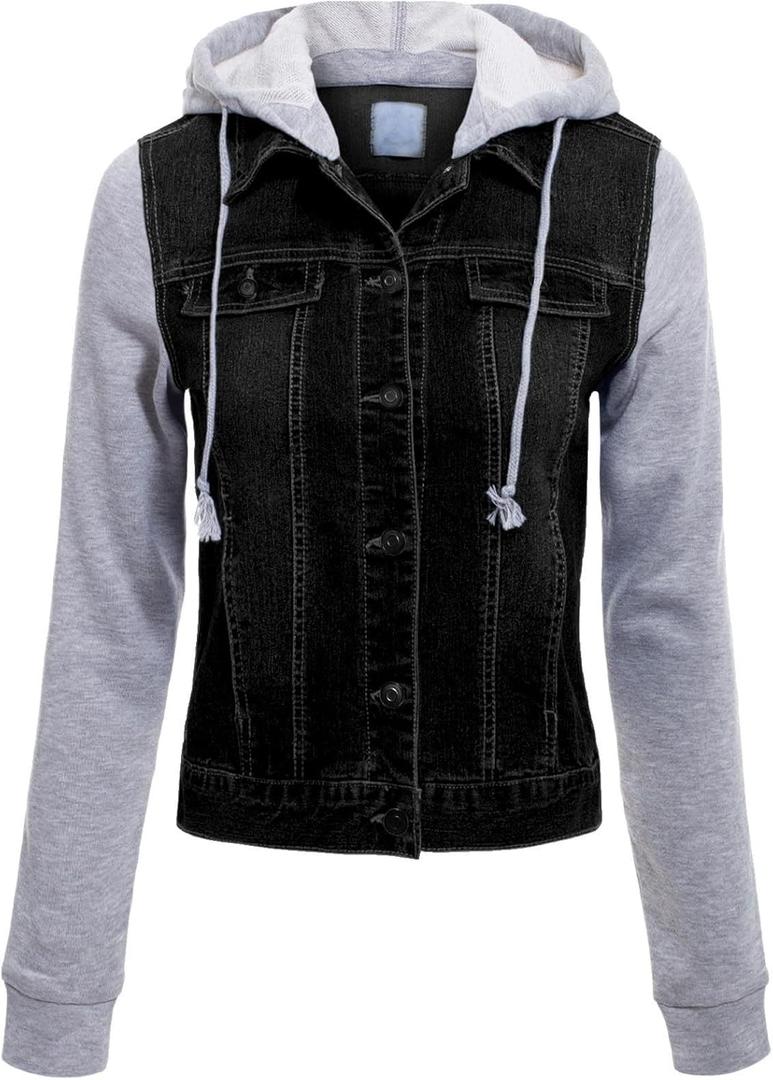Design by Olivia Women's Classic Casual Hooded Denim Jacket (XX-Large)