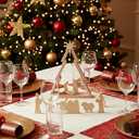 8 x 10 Pcs Nativity Scene Set 12.8 Inch Rustic Wooden Christmas Tree Tabletop Decor Rustic Nativity Scene with Miniature Holy Family Figurines for Indoor Jesus Religious Home Christian Gifts