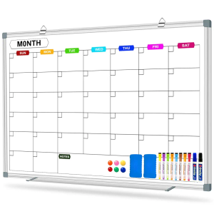 CALENBO Magnetic White Board Calendar Dry Erase for Wall 48" x 36", Monthly Calendar Whiteboard Dry Erase Board Wall Mounted Board, Colorful Calendar Board for Office, School, Home, Kitchen,Store