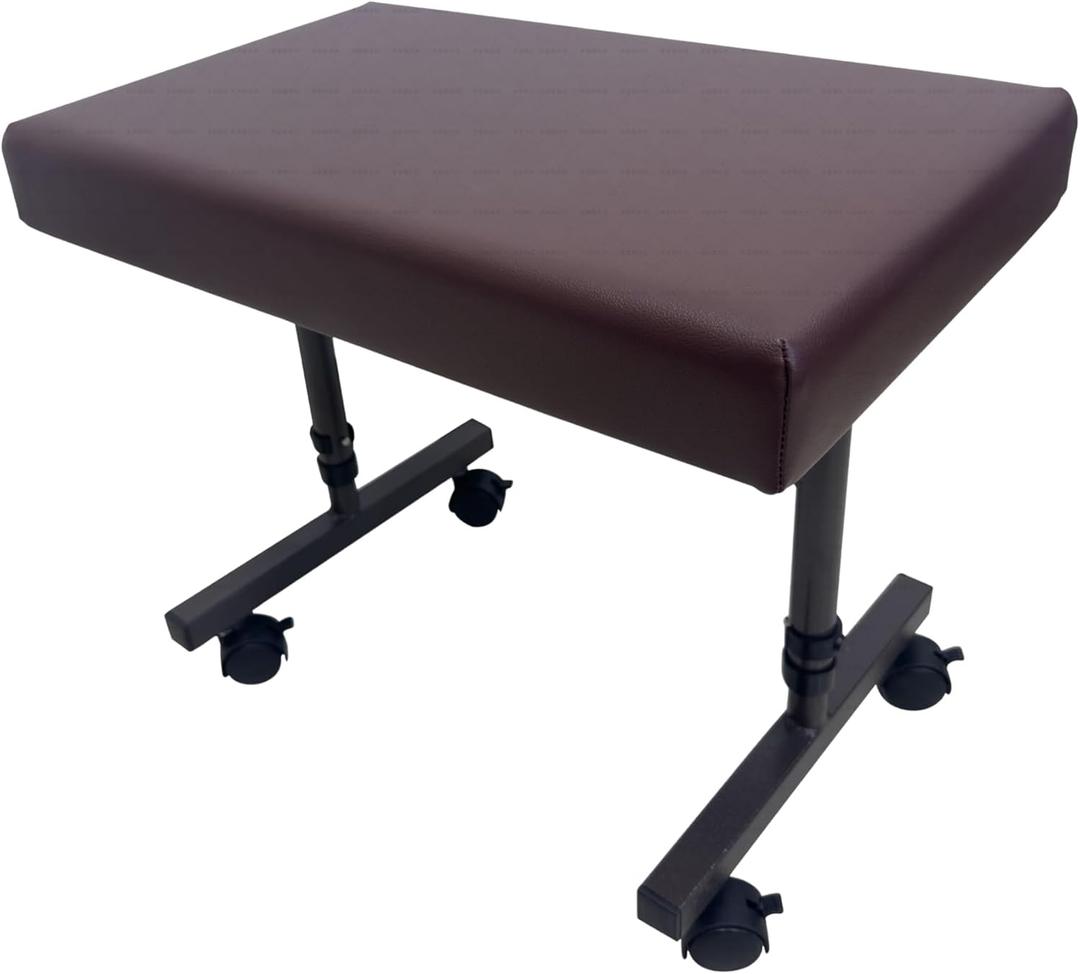 Aidapt Beaumont Height Adjustable Leg Rest Stool with Castors – Padded Foot Rest for Elderly & Limited Mobility, Improve Circulation, Easy-Clean Black Vinyl, Professional Home Care Aid