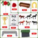 Riceshoot 36 Pcs Derby Party Table Decorations Set Horse Racing Table Decor-tablecloth Artificial Grass Horses Figurines Wooden Box Trophy Roses for Rodeo Western Decor Home Dining Supplies