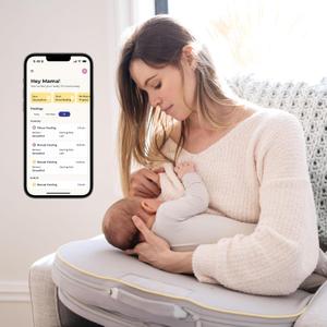 Premium Smart Nursing Pillow | Comfortable Ergonomic Support with Weight Sensors to Track Babys Milk Intake, App Connected, Built-in Night Light, Backstrap, Removable Cover, Safety Certified