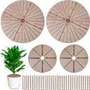 4 Pcs Plant Pot Grid Soil Protector Covers Cuttable Flower Cover from Animals 20.5" 11.8" Cat Digging Stopper Plant Pot Cover with Stakes for Indoor Outdoor Gardening (Brown)