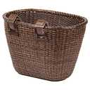 Retrospec Cane Woven Oval Dreamcatcher Basket with Authentic Leather Straps & Brass Buckles (Dark Stain)