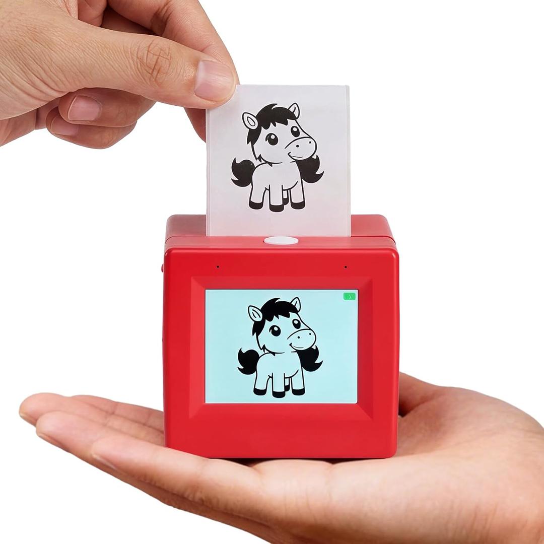 Smart AI Voice Sticker Printer Box, Magic Thermal Sticker Maker with Display, Inkless Portable Sticker Box for Home, Office, Study & DIY Projects, 5 Rolls Paper Included