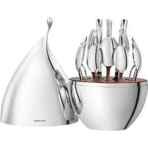 KINGSTONE 20 Piece Silverware Set with Storage Organizer, 18/10 Steel