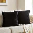 GIGIZAZA Black Velvet Pillow Covers 16x16,Decorative Square Throw Pillows Modern Covers Small Solid Living Room Pillow Cases for Couch Pack of 2