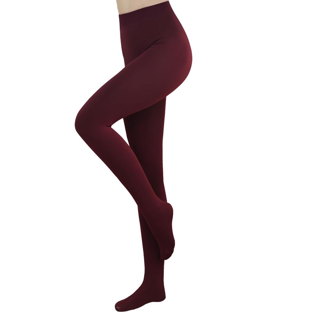 RubyRunk Fleece Lined Tights for Women, Warm Pantyhose leggings Women, Thermal Opaque Tights for Winter (US, Alpha, Large, Regular, Regular, burgundy)