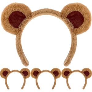 DaliDali Brown Bear Ears Headband Adult, Bear Ear Headband Hairband for Makeup Face Washing School Performances, Bear Costume for Halloween Festival Cosplay Party (4 Count) DaliDali Brown Bear Ears Headband Adult, Bear Ear Headband Hairband for Makeup Face Washing School Performances, Bear Costume for Halloween Festival Cosplay Party (4 Count)