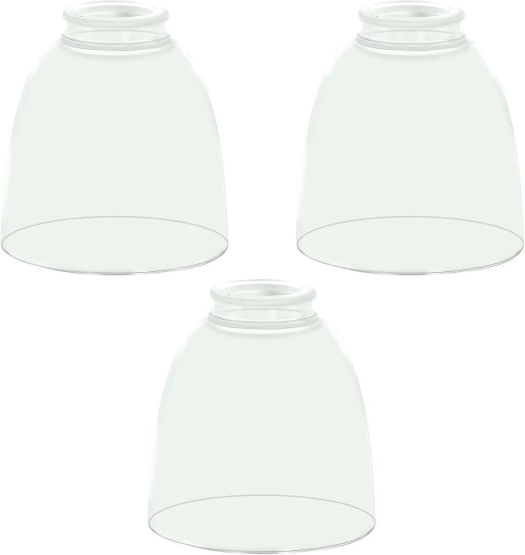 3-Pack Clear Glass Shades, Bell Shaped Glass Shade Covers Ceiling Fan Lamp Replacements, Light Fixtures Lampshade for Chandelier Wall Sconces, 1.61" Fitter Size, 5" High x 4.7" Diameter