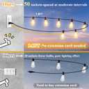 Brightever LED Outdoor String Lights 100FT Patio Lights with 52 Shatterproof ST38 Vintage Edison Bulbs, Outside Hanging Light Waterproof for Porch, Deck, Garden, Backyard, Balcony, 2700K Dimmable