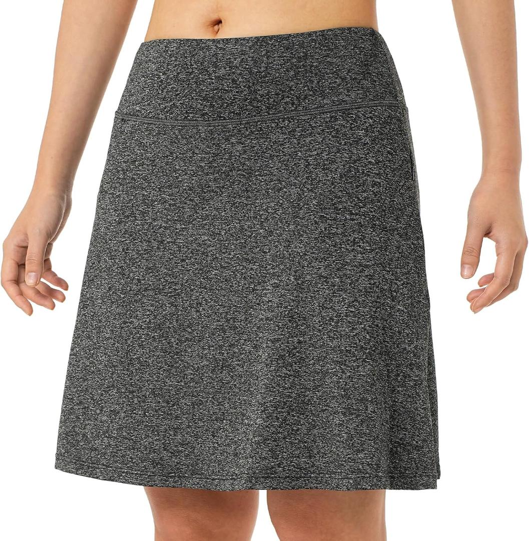 Xioker Women Skorts Skirts with Zipper Pockets,Athletic Golf Tennis Swim Skirts 20" Knee Length Skorts for WomenGrey Charcoal 2XL