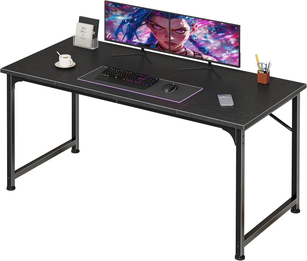 PRAISUN 47 Inch Computer Desk, Home Office Desk with Spacious Desktop, Black