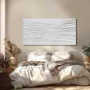 White Textured Abstract Wall Art Canvas 24x48 Inch, Hand Painted Minimalist Neutral 3D Plaster Style Artwork for Living Room Bedroom, Modern Large Canvas Wall Decor, Gallery Wrapped Ready to Hang