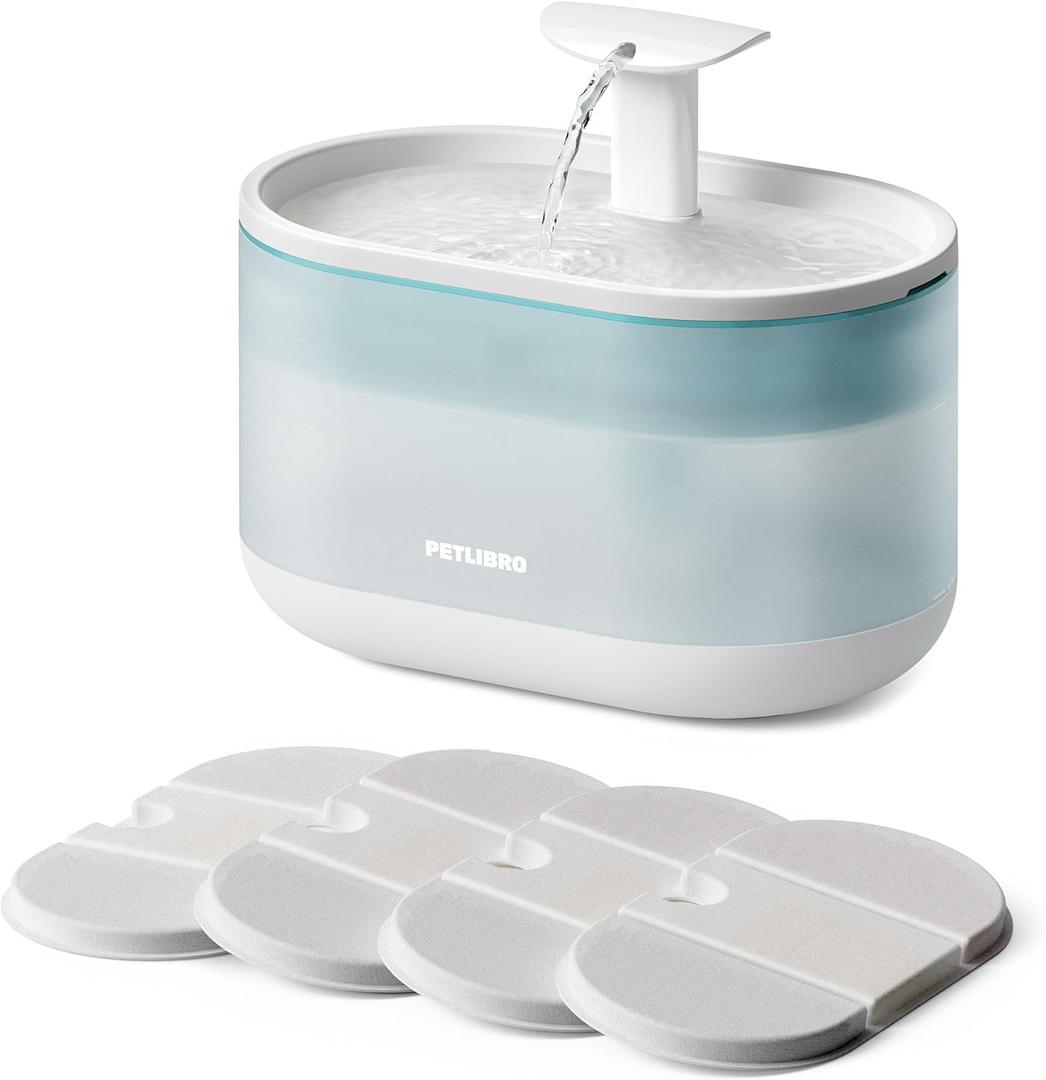 PETLIBRO Cat Water Fountain Ultra Quiet with Two Flow Modes, Large-Size Filter Capsule Pet Water Fountain, 71oz/2.1L Visible Water Level Dog Water Dispenser for Cats & Dogs (Blue)