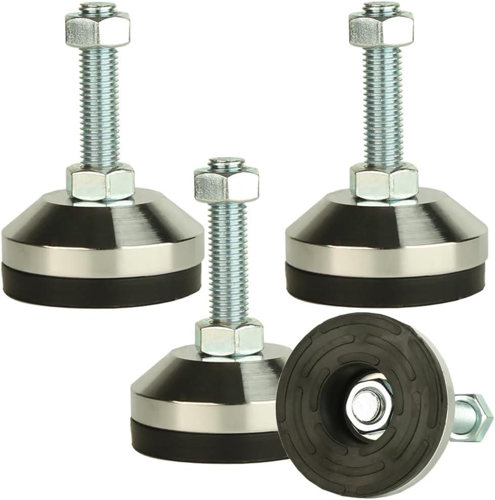 Heavy Duty Leg levelers Leveling Legs 2.36" Dia Base,Adjustable feet levelers M12 Thread, 1300 Lb Capacity,Capacity for Workbench, Machine, Cabinet (D60xM12x50,4 Pcs, Black)