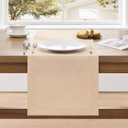 ZeeMart Linen Textured Border Table Runner, 14 x 60 Inch Oatmeal, Farmhouse Style Beige Table Runners 60 Inches Long, Easy Care Everyday Polyester Table Runner