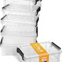 Sooez 6 Pack Extra Large Pencil Box, Plastic Pencil Case Crayon Box Bulk, Clear Marker Organizer Plastic Containers with Lid, Stackable Storage Boxes for Art Craft, Pen, Back to School Supplies, Black