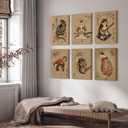 Japanese Cat Wall Art Samurai Cat Canvas Poster Anime Wall Decor Asian Prints Japan Painting Japanese Home Poster Tattoo Fantasy Artwork Funny Pictures for Living Room Bedroom 8x10 Inch Ready to Hang