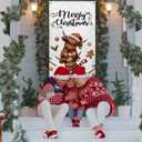 Christmas Highland Cow Door Cover Decoration, Funny Christmas Cute Farm Animal Front Door Photography Background Banner for Porch Indoor Outdoor Winter Holiday Party Decoration, 35 * 79 Inch