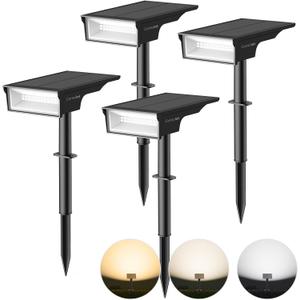 Consciot Solar Lights Outdoor Waterproof, 3 Color Solar Garden Light, Adjustable 170 Spot Lights for Outside Yard Landscape Lighting Pathway Christmas, IP65, Auto On/Off, 4 Pack, WS002UCW