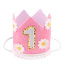 7 x SuPoo Daisy First Birthday Hat Flower 1st Birthday Girl Crown Headband First Birthday Decorations for Girl Princess Tiara One Year Old Birthday Party Decorations Outfit