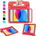 AVAWO Kids Case for New iPad (A16) 11th Generation 11 Inch 2025, iPad 10th Generation 10.9" 2022 with Built-in Screen Protector Durable Shockproof Lightweight Handle Cover for i Pad 10/11 Gen, Red