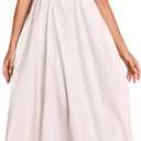 Halter Wedding Guest Midi Dress Corset Flowy A Line Tea Party Sundress 2026 Milkmaid Dresses with Pockets White, Large