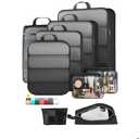 9/11 Set Compression Packing Cubes for Travel Essentials,Compressible Expandable Large Luggage Suitcase Organizer Bags for Clothing,Durable Space Saver Storage Bags with Toiletry Bags(Black)