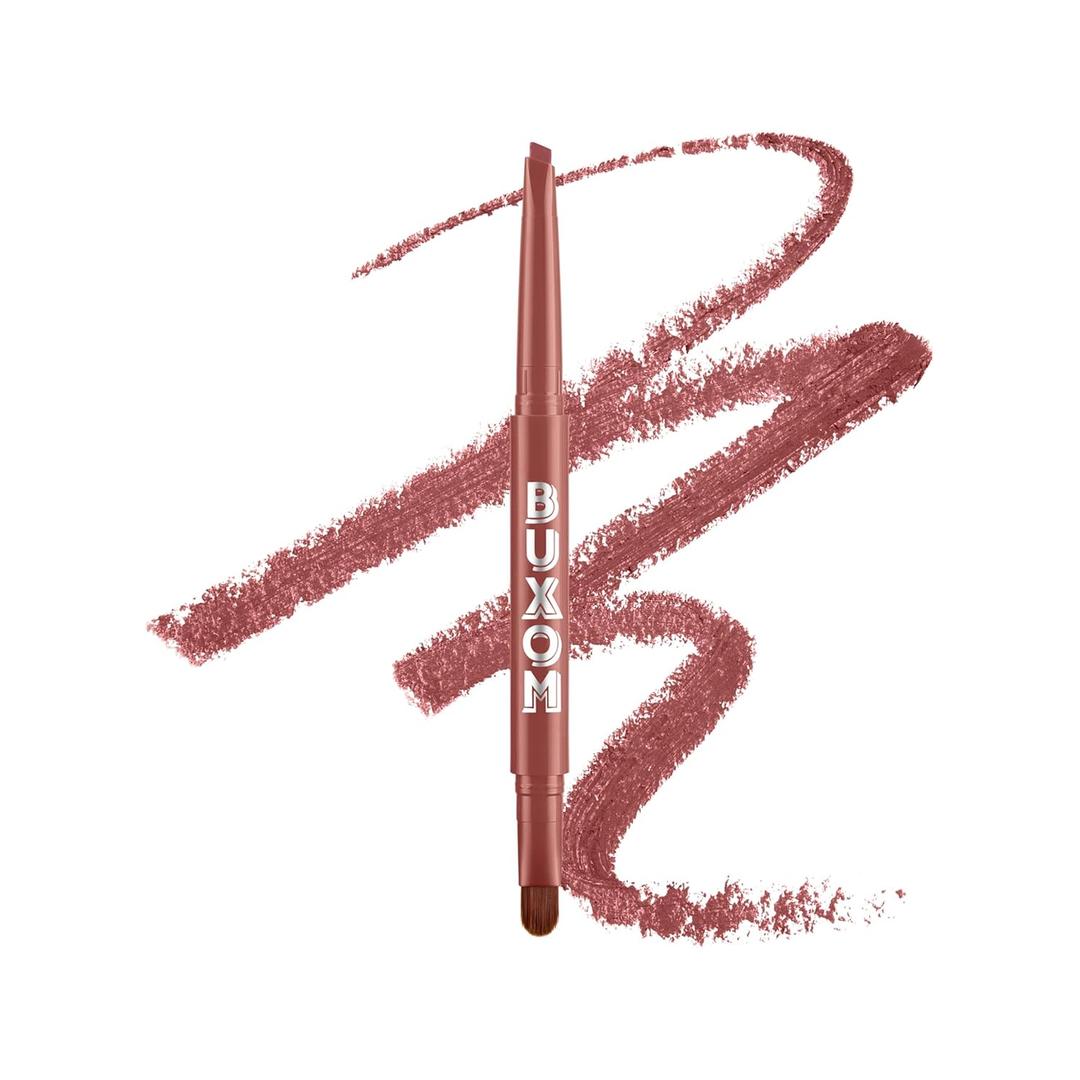 BUXOM Power Line Plumping Lip Liner, Long Lasting, Waterproof & Retractable Lip Pencil, Moisturizing Formula with Peptides & Vitamin E, Matte Finish, Cruelty-Free, No Sharpening Needed (AA Hush Hush Henna (Cinnamon shade))