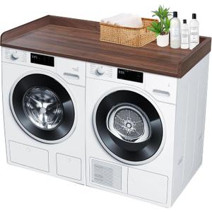 ROYXEN Washer Dryer Countertop, Laundry Countertop Solid Wood, Countertop for All Front-Loaded Washing Machine and Dryer, Extra Room for Laundry Room, Walnut Color
