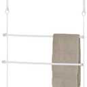 MyGift 3-Tier Over The Door Towel Holder, Bathroom Door Towel Bar, Over Shower Door Bath Shetts Drying Rack for Small Spaces, White Metal