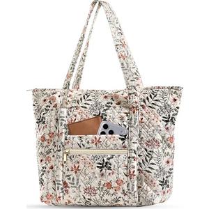 Miss Adola Quilted Tote Bag with Zipper - Laptop Tote Bag for Women, Large Capacity with Pockets for Work Teacher Travel