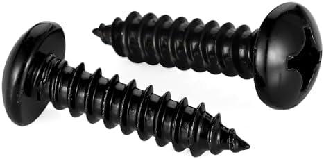 Mellewell #10 x 1 Pan Head Self Tapping Screw, Pan Head Sheet Metal Screws Wood Screws, Black Finish Stainless Steel 304 (18-8), 100 Pack, Set of 4