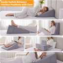 Ruqmuis Wedge Pillow for Sleeping, 10" Bed Wedge Pillow for Headboard, Triangle Incline Wedges for Acid Reflux, Pillow Wedge for Back Pain Relief, Elevated Leg Pillows After Surgery, Snoring, Velvet