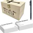 Prayer Box with 100 Pcs Prayer Cards Wooden Prayer Request Card Box with 1 Prayer Pen, The Prayer Box for Your Daily Prayers