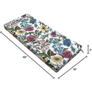 FUNHOME Outdoor Bench Cushion Cover 48 x18 x 3 inch,Water Resistant Cover with Zipper&Ties,Fade-Resistant Slipcover,Patio Porch Swing Cushion Cover Replacement Only,No Insert(Butterfly Flower)