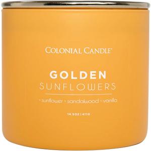 Colonial Candle Golden Sunflowers Scented Jar Candle, Pop of Color Collection, 3 Wick, 14.5 oz - Up to 60 Hours Burn