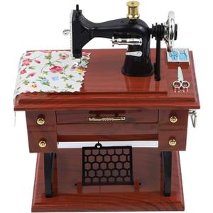 Framendino, Sewing Machine Music Box Vintage Musical Classical Desk Decor Christmas Valentine's Day 1 Pack