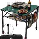 Camping Table Portable Foldable with Adjustable Height, Lightweight Collapsible Aluminum Roll-Up Camp Table with Storage Bag & Carry Bag, Heat-Resistant for RV Picnic BBQ Camping (Large 28"×25")