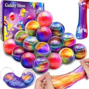 28 Pack Valentines Day Gifts for Kids Classroom Galaxy Slime with Valentines Day Cards Space Gift Boxes, Valentine for Kids Classroom Class Exchange Gifts Prizes School Favors Favors for Boys Girls, Pack Of 2