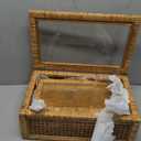 Creative Co-Op Modern Decorative Rectangle Woven Rattan and Wood Display Boxes with Glass Top, Set of 2 Sizes, Natural Finish