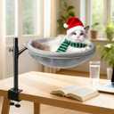 RASSR Cat Desk Bed,360Swivel,Height Adjustable,Desktop Attachment Cats Perch for Home Office,Cover Washable, Holds Up to 45lbs,Kitten Furniture Accessories,Cat BedsCats Furniture(Grey)