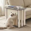 Veehoo Couch Protector from Cat Claws, Couch End Table with Cat Scratch Panel and Scratching Posts, Pet Corner Sofa Side Table Scratcher, Gray, Right