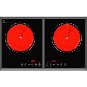 GIHETKUT Electric Cooktop,110V 3600W Stove top, 20 inch Countertop with 9 Power Levels,LED touch control,Overheat Protection,Child Safety Lock & Timer,touch control 2 burner Electric cooktop