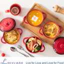 LOVECASA Mini Cocotte Set,12 OZ Small Casserole Dishes with Lids, Soup Bowls With Handles,Individual Baking Ramekins,Oven, Microwave & Dishwasher Safe,Set of 4,Red